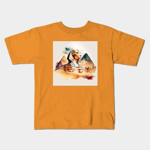 Ancient Sphinx Sci-Fi Watercolor Kids T-Shirt by Star Scrunch